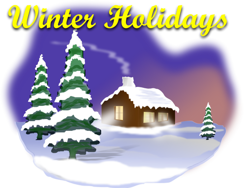 Winter idyll with snow vector clip art