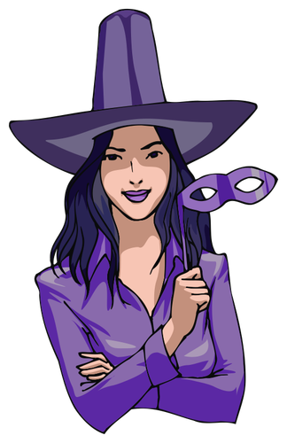 Young witch in purple vector illustration