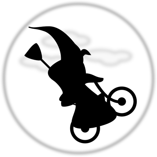 月亮爬上自行车矢量图形的女巫