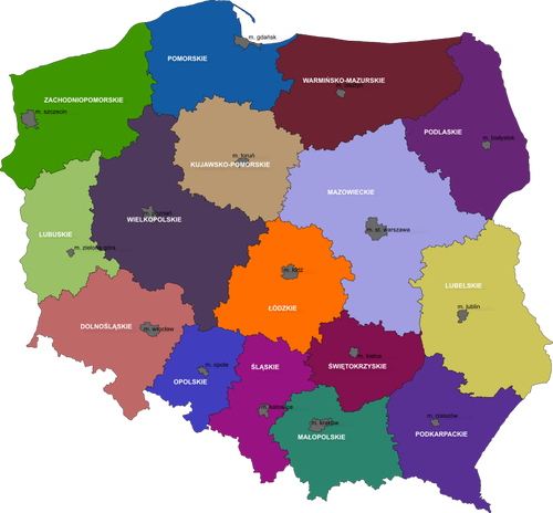 पोलिश क्षेत्रों के नक्शे के वेक्टर क्लिप आर्ट
