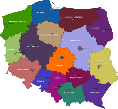 Vector clip art of map of Polish regions