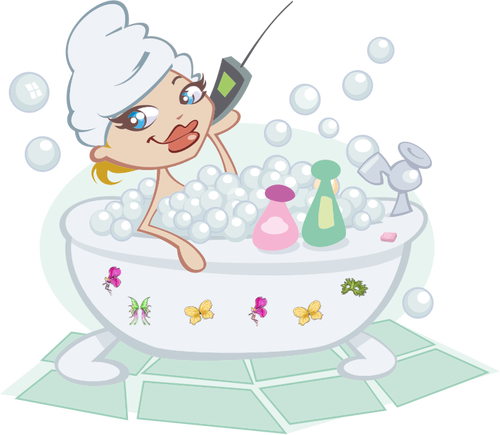 Woman in bubbly bath