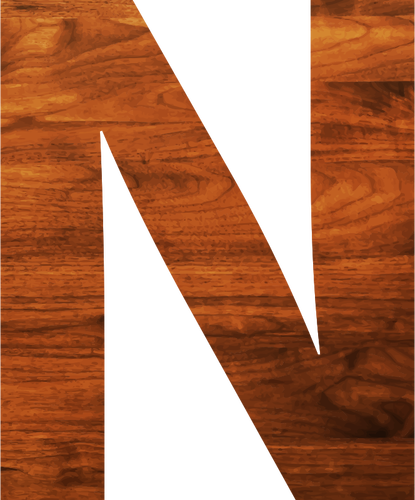 האות N במרקם מעץ