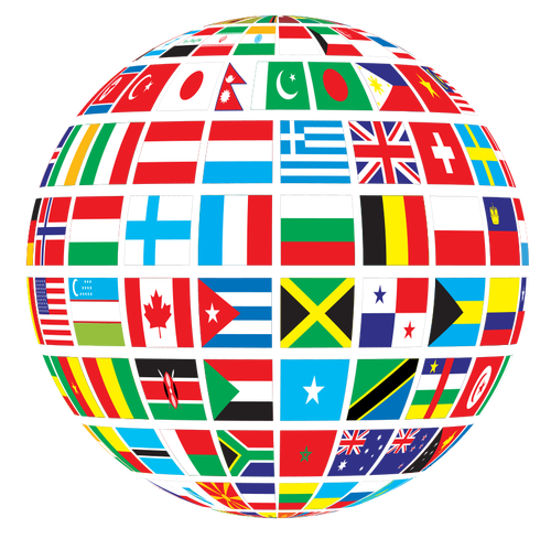 World flags globe