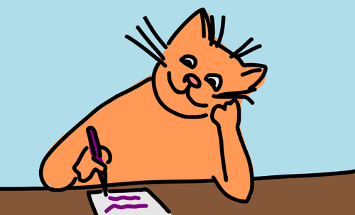 Writing cat