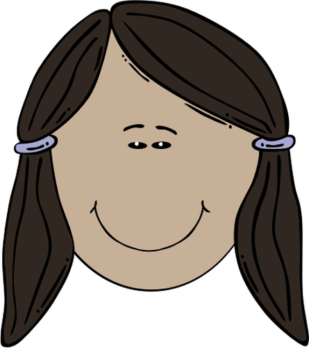 Векторное изображение женского лица со стороны свиные хвостики