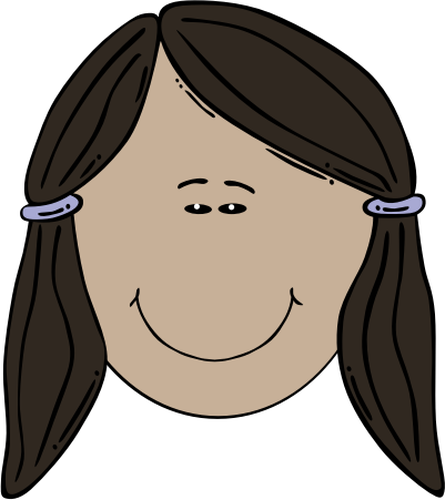 Vector image of female face with side pig tails