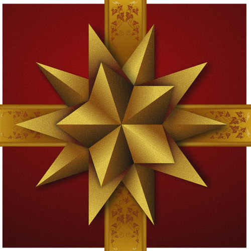 Рождественская подарочная коробка с двойной декоративные золотые звезды векторное изображение