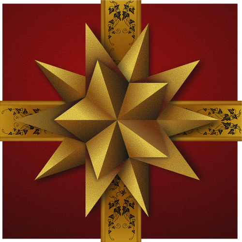 Christmas gift box with decorative golden  star vector clip art