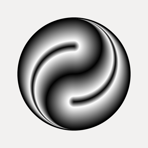 Yin yang hopeanvärisessä kuvassa