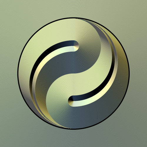 Ying yang sign in gold color vector graphics