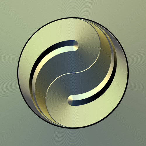 Grafis dari ying yang ikon di bertahap warna emas
