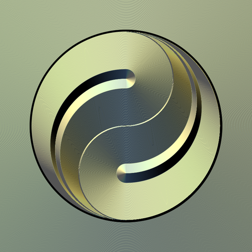 Graphics voor ying yang icon in geleidelijke goud kleur