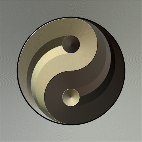Signo de Ying yang en oro gradual y negro color ilustración vectorial