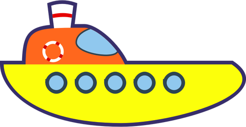 Sarı çizgi film teknesi olan çizim vektör