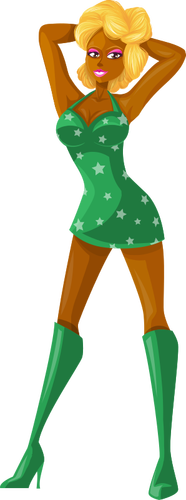 Model în haine verzi