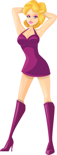 Señora joven en vestido púrpura