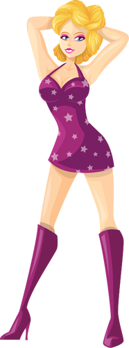 Striptizerka w fioletowej sukni i butach