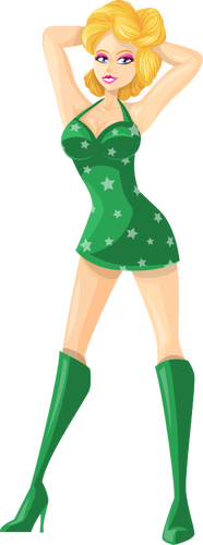 Young lady in green clothes