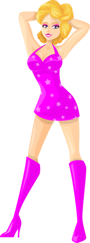Tall lady in pink clothes