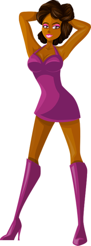 Mladá dívka v purpurovém oblečení