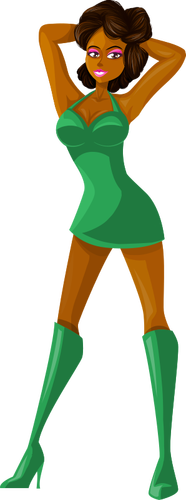 Mladá žena v zelených šatech