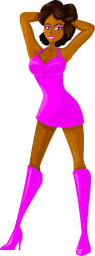 Stripper doamnă în rochie roz