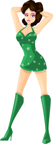 Jovencita en la imagen vectorial de ropa verde