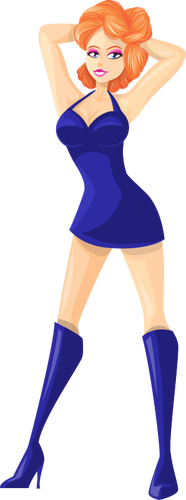 Red-haired girl in blue clothes