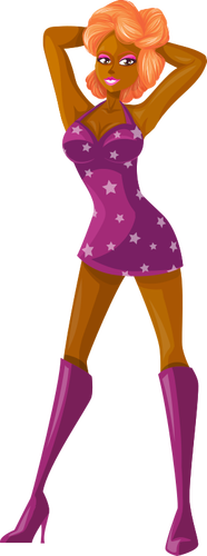 Purpurové šaty na mladé dámě