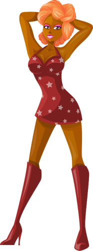 Girl in tall red boots