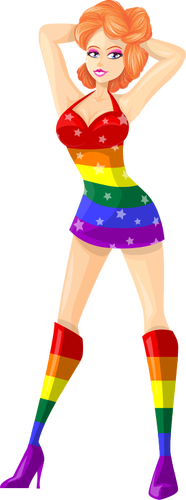 Mujer de pelo de jengibre en colores LGBT