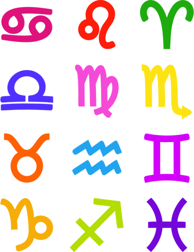 Djärva zodiac symboler vektorbild