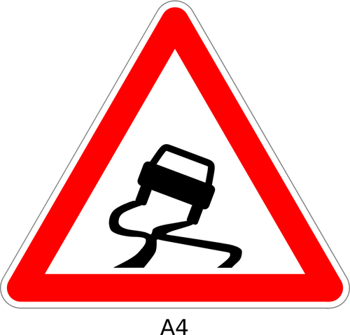 Slippery road sign