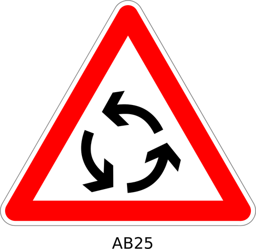 Clipart vetorial de sinal de alerta de tráfego rotunda