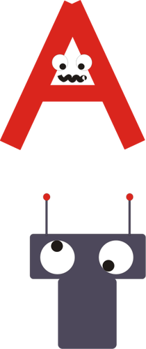 Gráficos vectoriales de cartas divertidos A y T