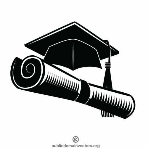 Chapéu acadêmico e um diploma