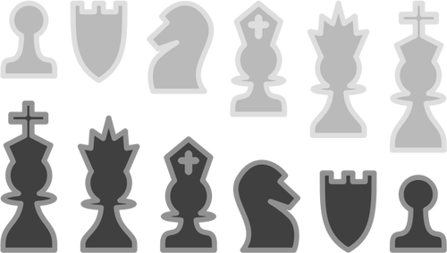 וקטור אוסף של קבוצה של שחמט שחור-לבן