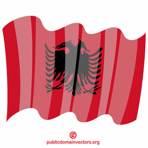 דגל אלבניה המנופפת