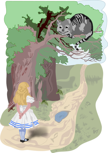 Alice and the Cheshire cat vector image