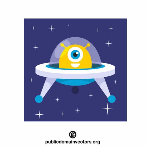 Alien in a flying saucer