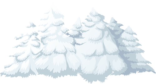 雪で覆われた松の木