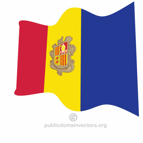 Wavy Andorran flag vector