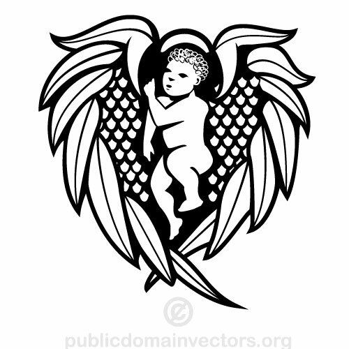 Angel heart vector clip art