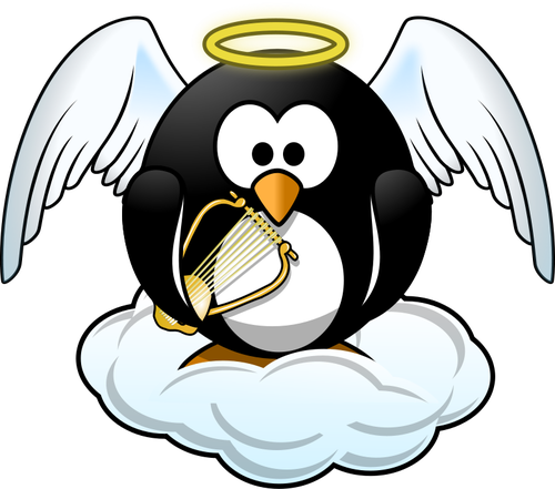 Penguin in Heaven vector illustration