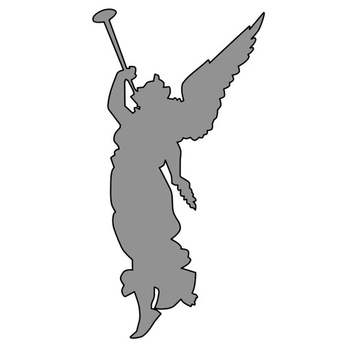 Angel playing trumpet silhouette vector drawing