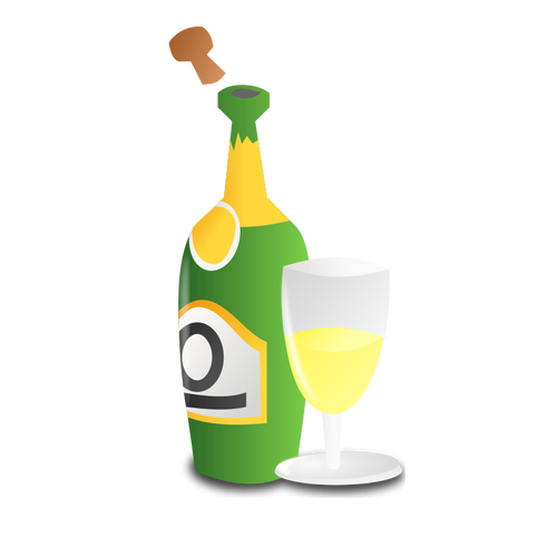 शराब की बोतल और गिलास वेक्टर छवि