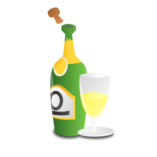 Vino botella y vaso imagen vectorial