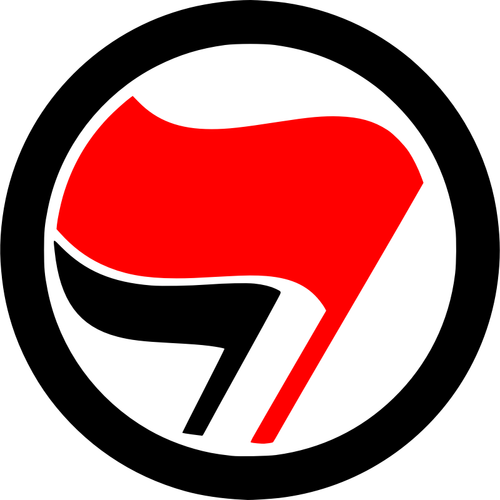 Seni klip vektor tanda bulat antifascist aksi