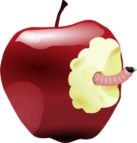 Vector Illustrasjon av ormen i et eple